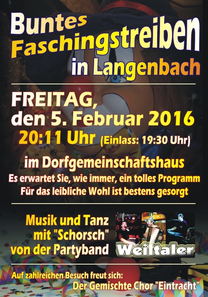Buntes Faschingstreiben in Langenbach 2016