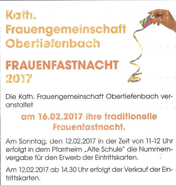 Obertiefenbacher Frauenfastnacht 2017