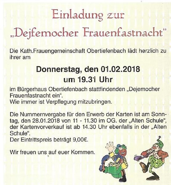Obertiefenbacher Frauenfastnacht 2018
