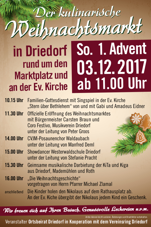 Kulinarischer Weihnachtsmarkt Driedorf 2017