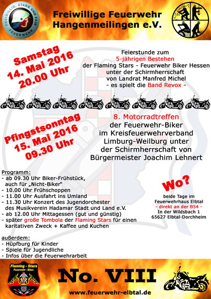 8. Motorradtreffen der Feuerwehr-Biker Limburg-Weilburg