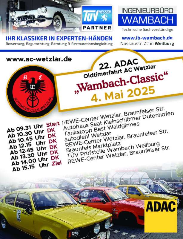 22. ADAC Oldtimerfahrt AC-Wetzlar &quot;Classic Data-Wambach&quot;