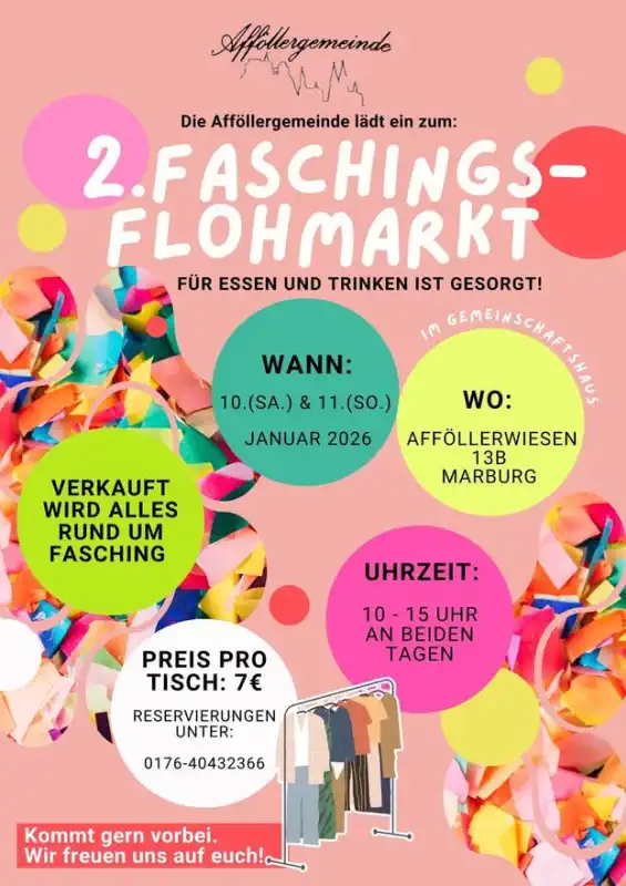 2. Faschingsflohmarkt der Afföllergemeinde Marburg/Lahn e.V.