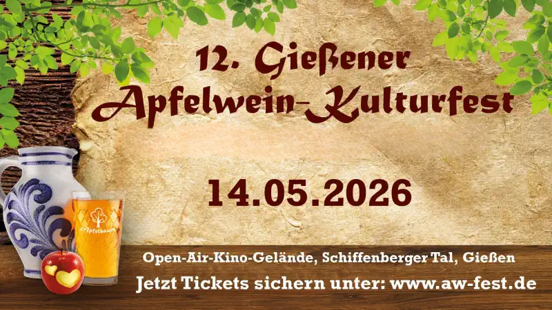 Das 12. Gießener Apfelwein‑Kulturfest begeistert auch in diesem Jahr wieder mehrere tausend Besucherinnen und Besucher und hat sich längst als feste Größe im regionalen Veranstaltungskalender etabliert.