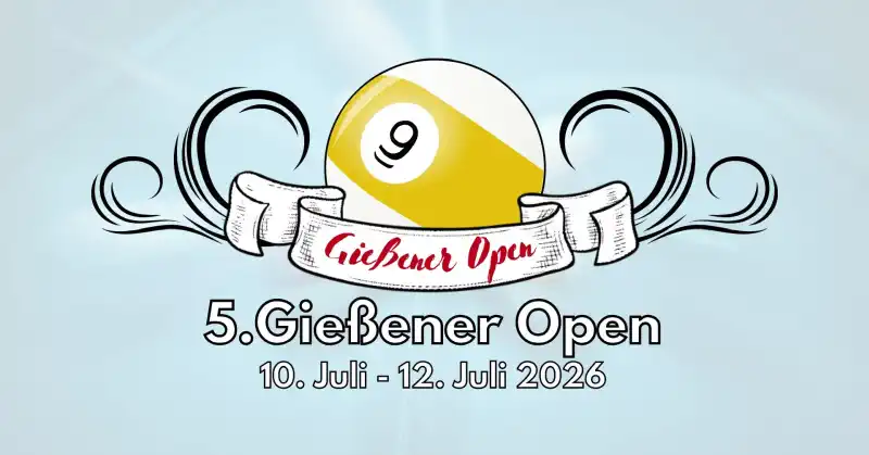 Die Gießener Open gehen 2026 in ihre fünfte Ausgabe und bringen vom 10. bis 12. Juli erneut hochklassigen Pool‑Sport nach Mittelhessen.