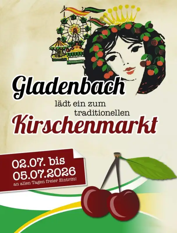 Der Kirschenmarkt Gladenbach feiert vom 2. bis 5. Juli 2026 seine 187. Auflage und verwandelt die Stadt erneut in einen der lebendigsten Treffpunkte Mittelhessens.