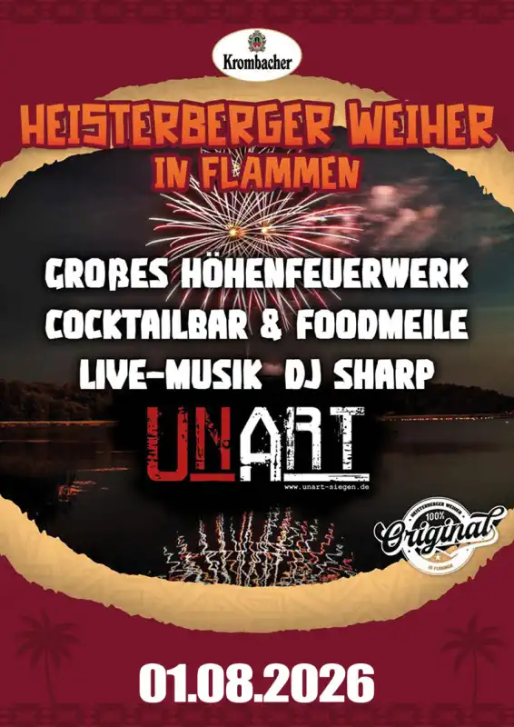 Heisterberger Weiher in Flammen findet am Samstag, 1. August 2026 statt.