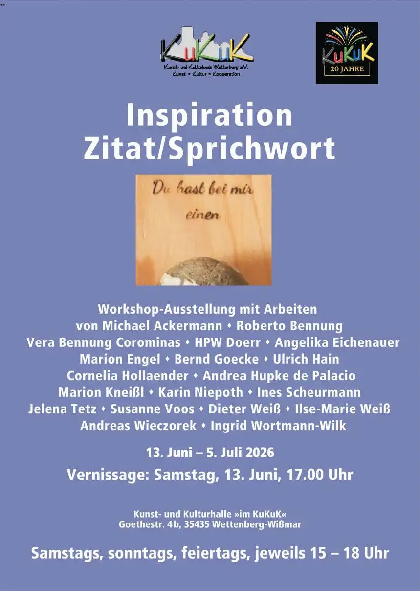 Am 13. Juni 2026 beginnt im KuKuK (Kunst- und Kulturkreis Wettenberg) eine neue Gemeinschaftsausstellung, die ein wenig anders entwickelt wurde als üblich.