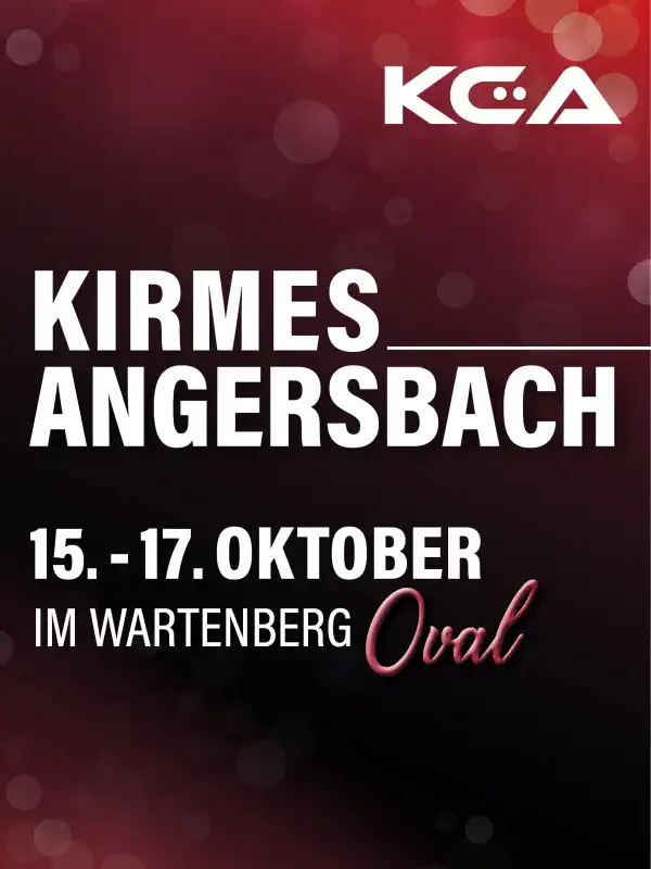 Die Kirmes Angersbach 2026 lädt vom 15. bis 17. Oktober 2026 ins Wartenberg Oval nach Wartenberg-Angersbach ein.