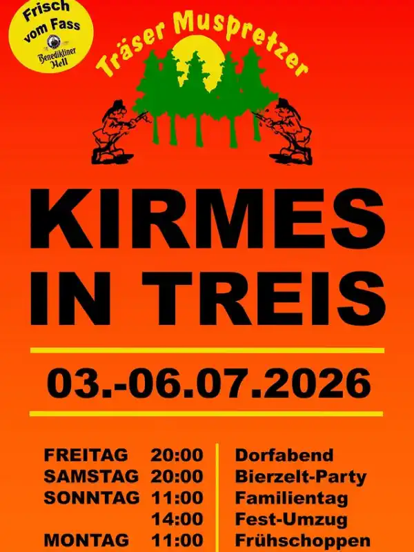 Wenn Anfang Juli die Lichter rund um das Festzelt aufleuchten, weiß man in Treis an der Lumda: Die Muspretzer‑Kirmes ist zurück!
