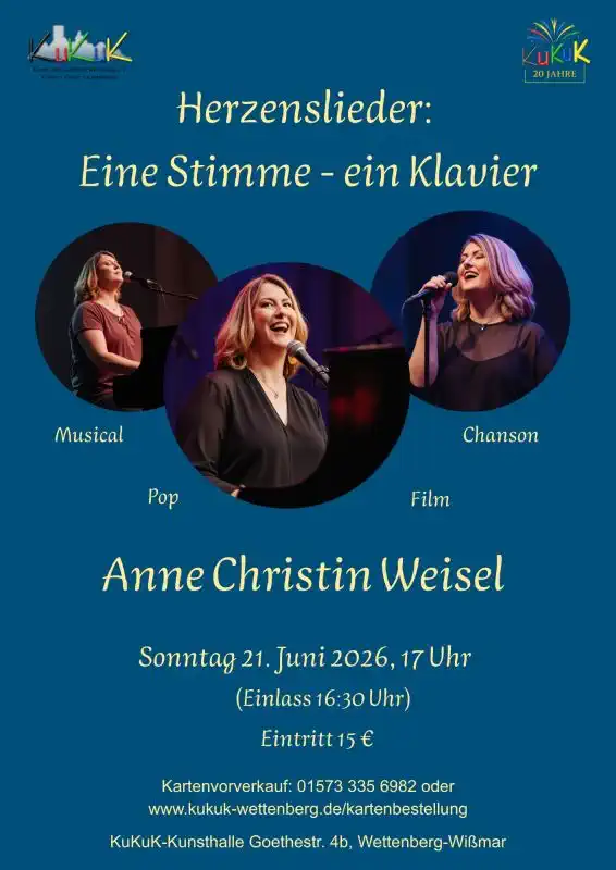 Am 21. Juni 2026 um 17:00 Uhr wird das KuKuK in Wettenberg zum Schauplatz eines ganz besonderen Konzerts mit Sängerin Anne Christin Weisel.