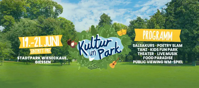 Vom 19. bis 21. Juni 2026 verwandelt sich der Stadtpark Wieseckaue in Gießen in eine lebendige Festivalfläche voller Sommerstimmung, guter Vibes und kreativer Energie.