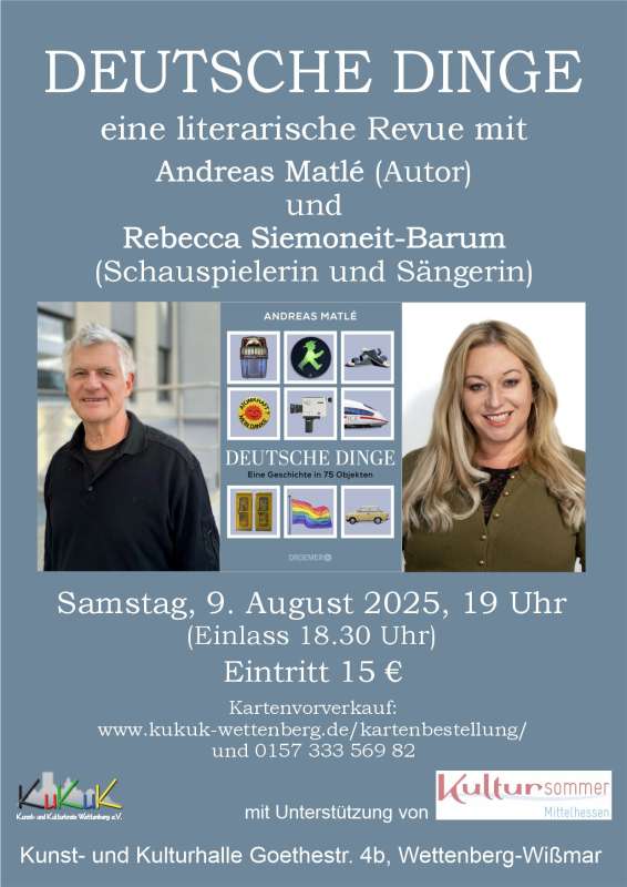 Autor Andreas Matlé gemeinsam mit Schauspielerin und Sängerin Rebecca Siemoneit-Barum in Wettenberg-Wißmar