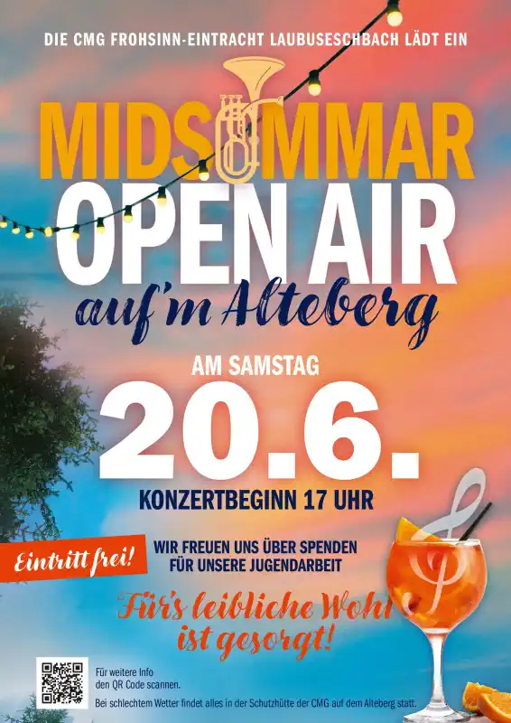 Wenn der Sommerabend über dem Alteberg leuchtet und die Sonne langsam hinter den Hügeln des Laubustals versinkt, entsteht eine Stimmung, die man kaum beschreiben kann – man muss sie erleben.
