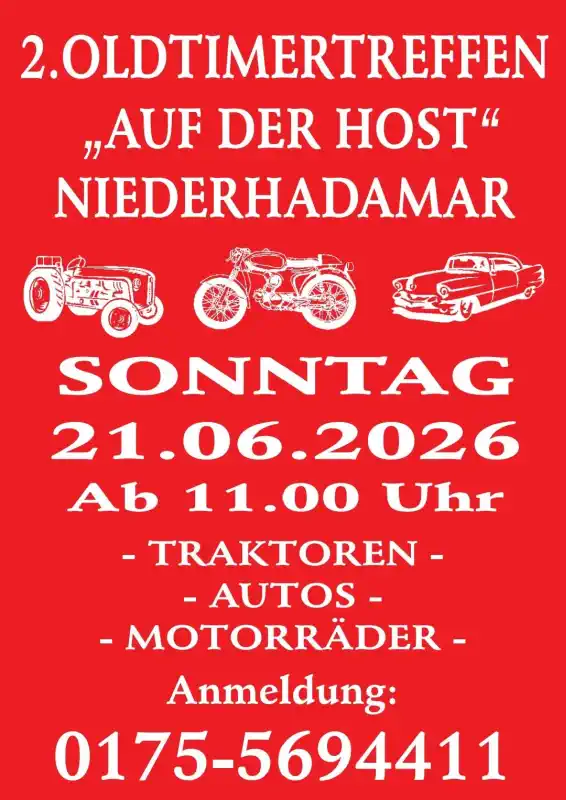 Das Oldtimertreffen Niederhadamar kehrt am Sonntag, 21. Juni 2026, auf den Festplatz „Auf der Horst“ zurück – und das mit großer Vorfreude.