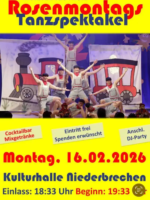 Rosenmontags-Tanzspektakel Niederbrechen 2026