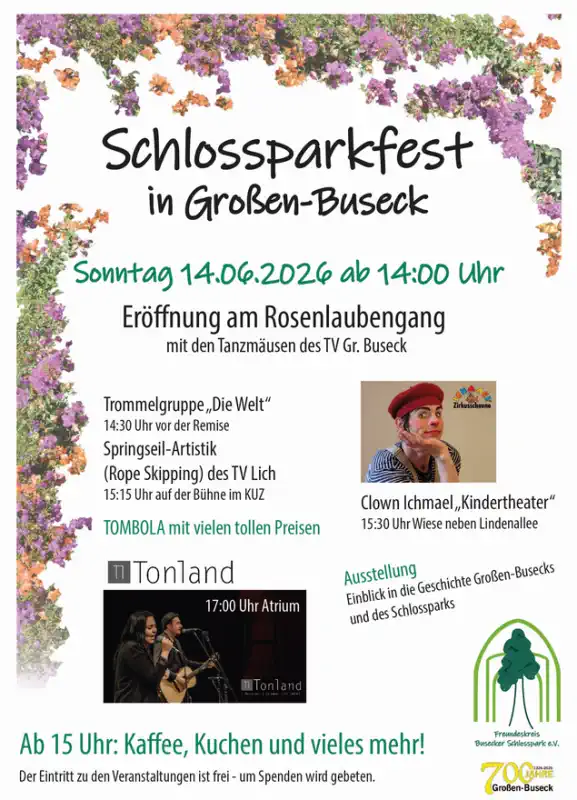 Am Sonntag, 14. Juni 2026, verwandelt sich das Atrium am Kulturzentrum Schlosspark in Buseck ab 14 Uhr in einen lebendigen Treffpunkt für Familien, Musikfreunde und Kulturbegeisterte.