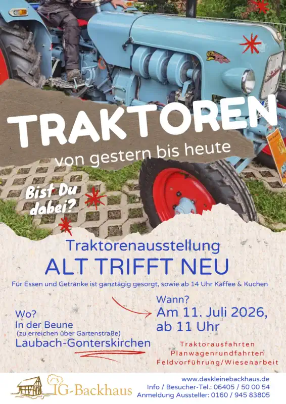 Das Traktorentreffen Gonterskirchen geht in die zweite Runde – und am Samstag, 11. Juli 2026, heißt es im Horlofftal wieder: Schlepper‑Fieber pur!