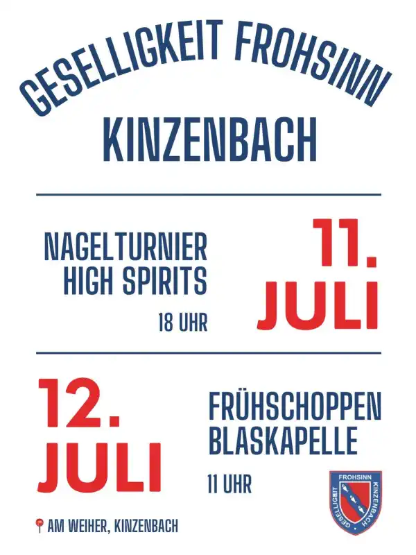 Das Weiherfest Kinzenbach bringt am zweiten Juli‑Wochenende wieder Musik, Tradition und ausgelassene Sommerstimmung an den Weiher.