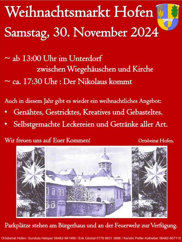 Weihnachtsmarkt in Runkel-Hofen 2024