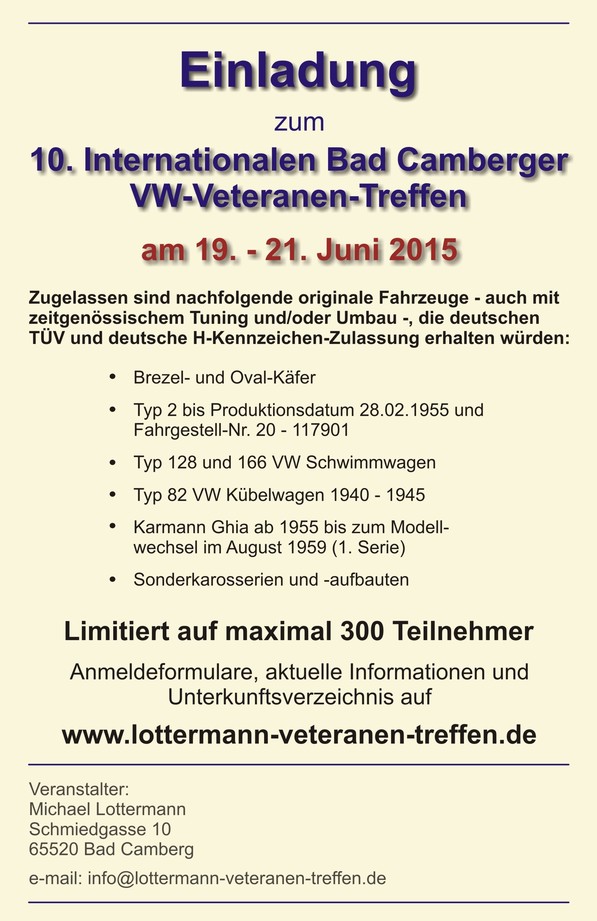 10. Internationales Bad Camberger VW-Veteranentreffen