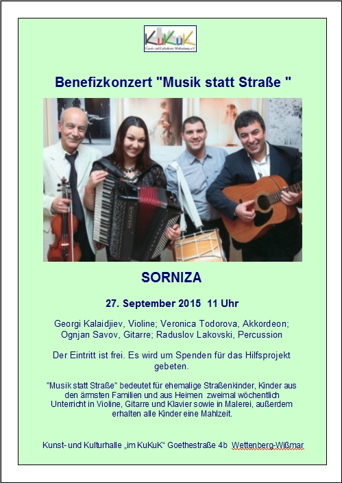 Benefizkonzert für Musik statt Straße