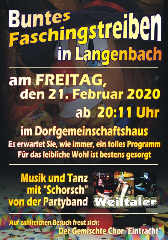 Buntes Faschingstreiben in Weilmünster-Langenbach 2020