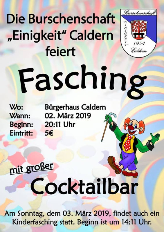 Fasching der Burschenschaft Einigkeit Caldern 2019