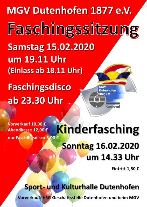 Faschingssitzung MGV Dutenhofen 2020