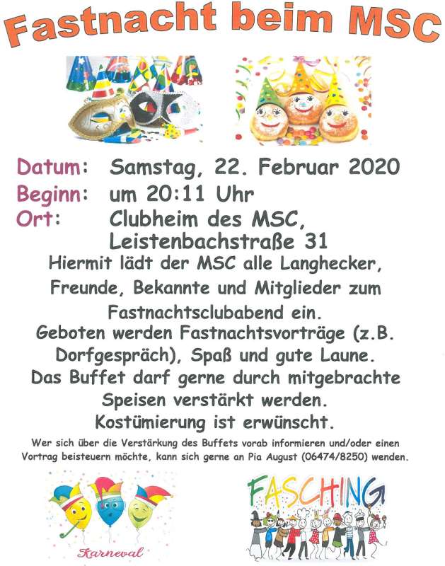 Fasching mit Büttenreden beim MSC Langhecke