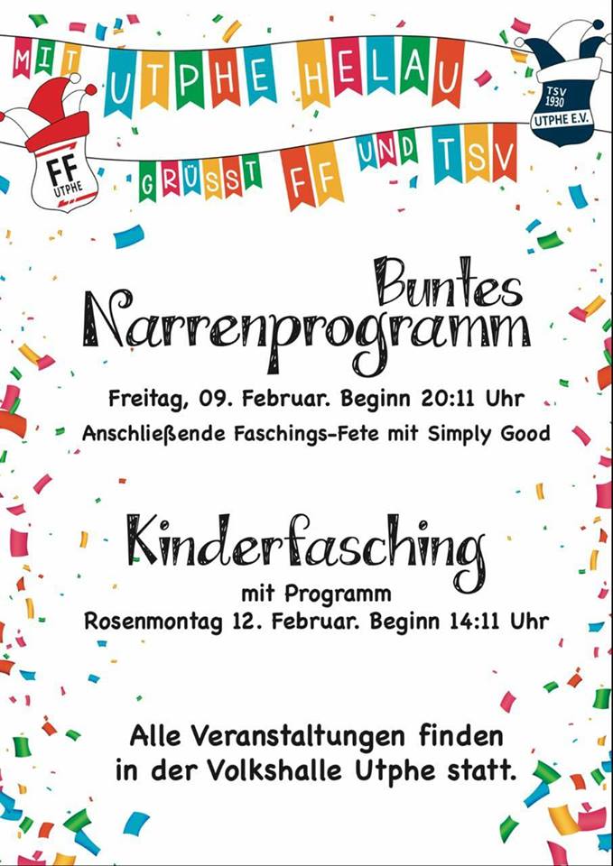 Buntes Narrenprogramm Utphe 2018