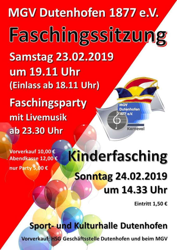 Faschingssitzung MGV Dutenhofen 2019