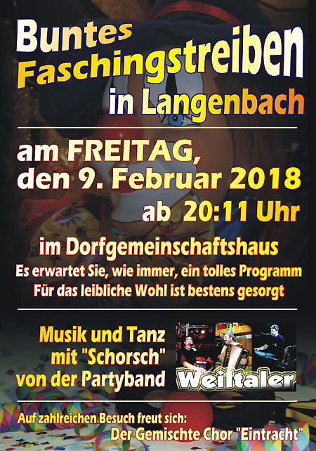 Buntes Faschingstreiben in Weilmünster-Langenbach 2018