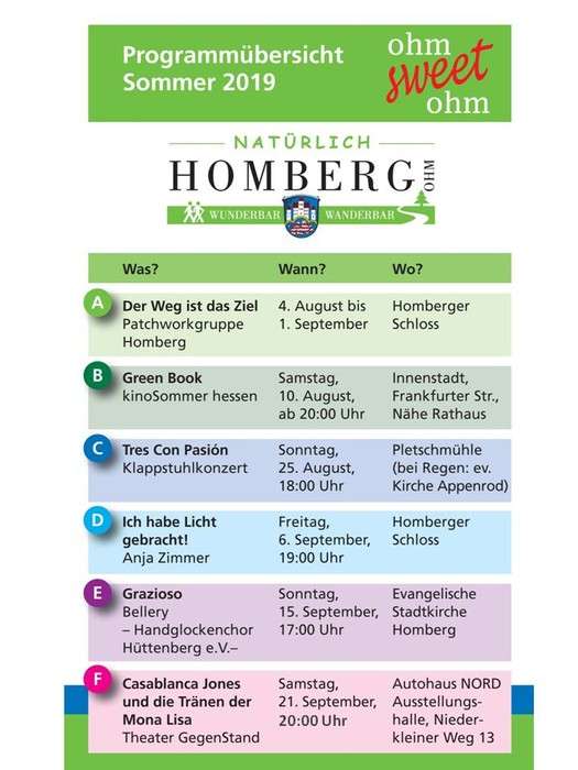 Homberger Kulturwochen Ohm sweet Ohm 2019