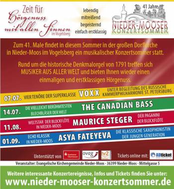 Nieder-Mooser Konzertsommer 2019