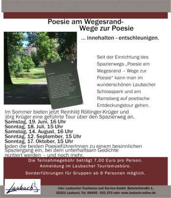 Poesie am Wegesrand - Wege zur Poesie Innehalten - Entschleunigen