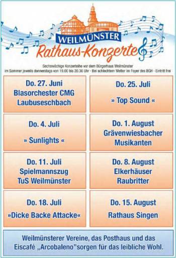 Rathaus-Konzerte vor dem Bürgerhaus Weilmünster
