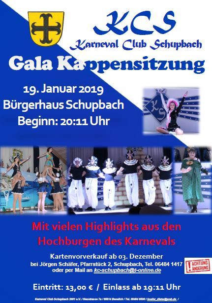 Gala Kappensitzung Karneval Club Schupbach