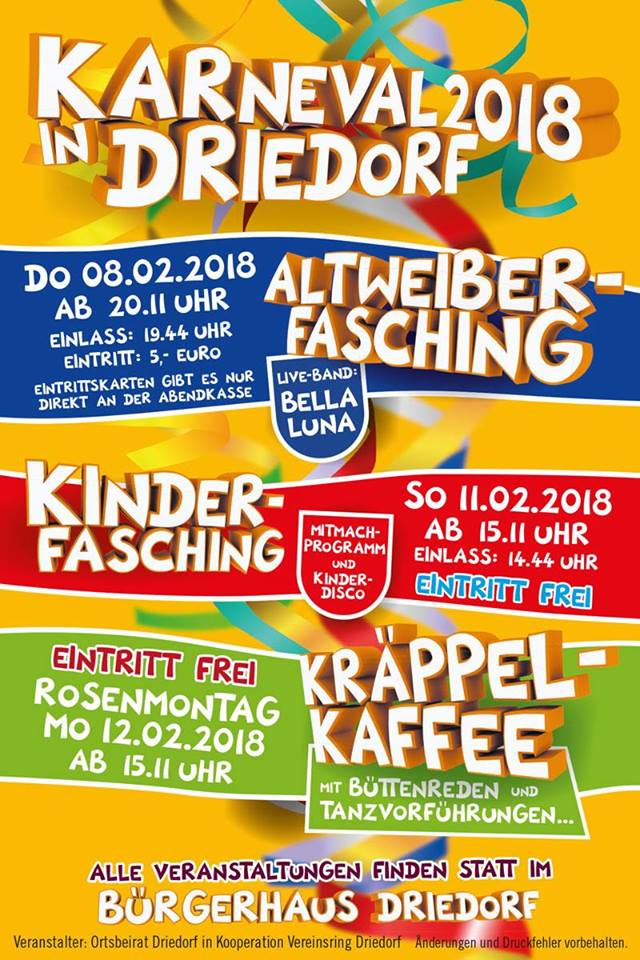 Altweiberfasching Driedorf 2018