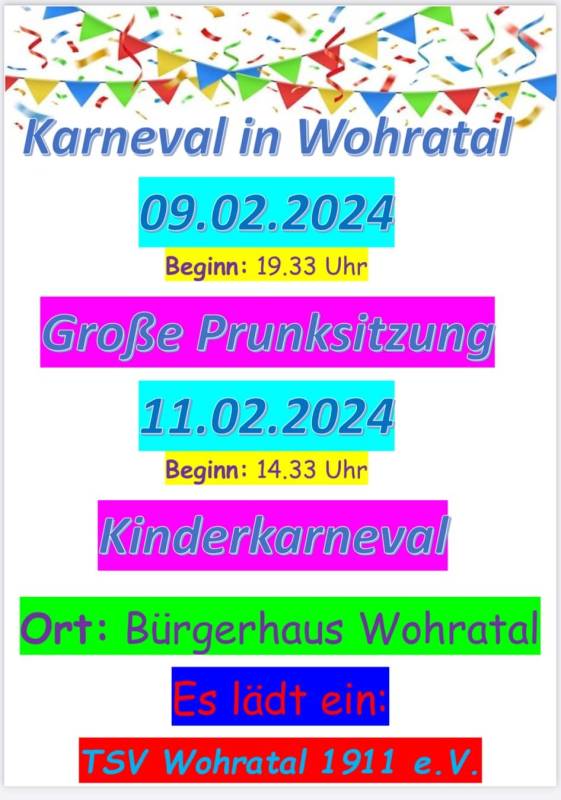 Prunksitzung des TSV Wohratal 2024