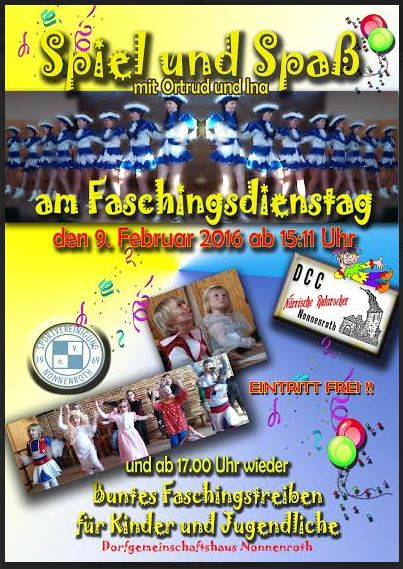 Kinder- und Jugendfasching Nonnenroth 2016