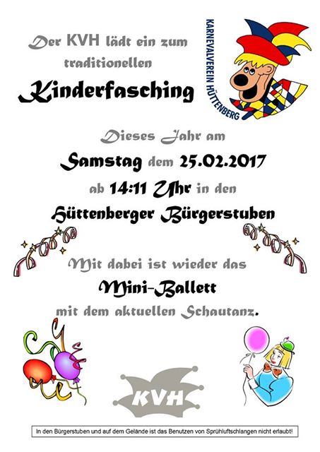 Kinderfasching Karnevalverein Hüttenberg 2017