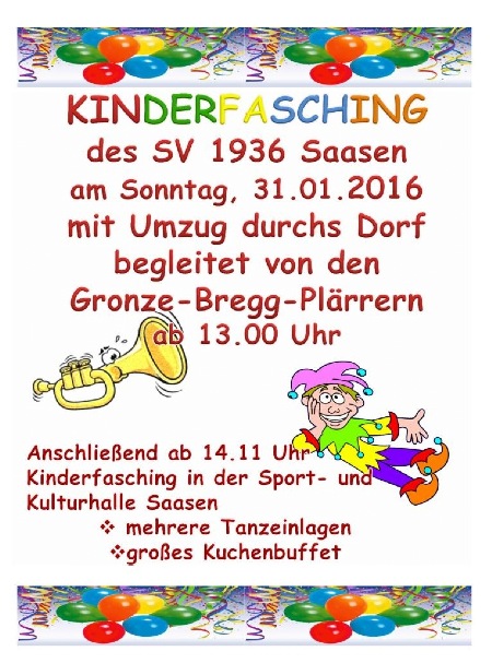 Kinderfasching in Saasen 2016