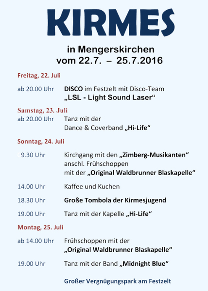 Kirmes Mengerskirchen 2016