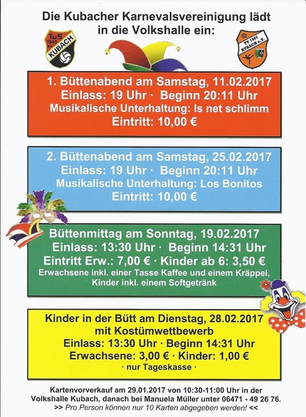 Kinder in der Bütt mit Kostümwettbewerb der Kubacher Karnevalsvereinigung 2017