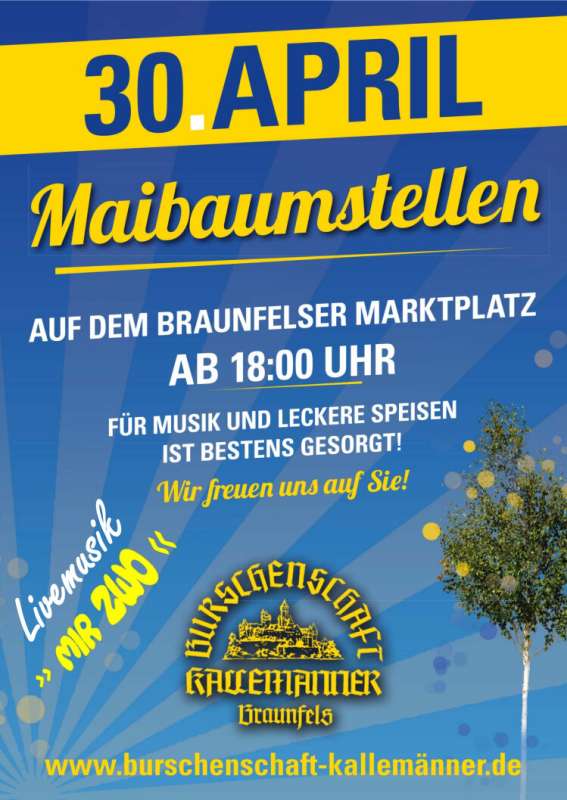 Maibaumstellen mit Livemusik au dem Marktplatz Braunfels