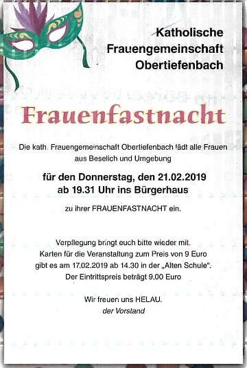 Obertiefenbacher Frauenfastnacht 2019