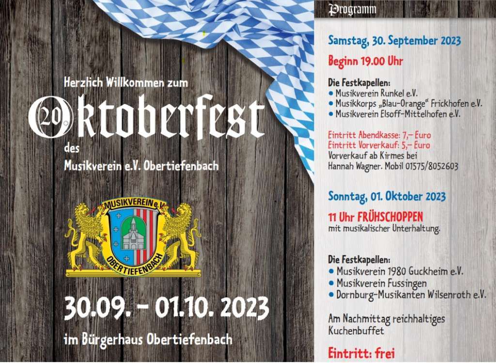 Oktoberfest in Obertiefenbach 2023