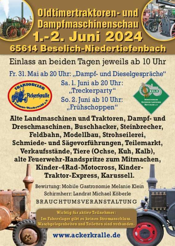 Oldtimertraktoren- und Dampfmaschinenschau Beselich-Niedertiefenbach 2024