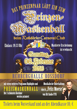 Prinzenmaskenball Roßdorfer Carnevals Club 2016
